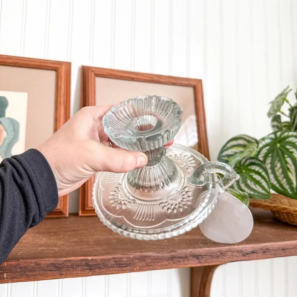 Pressed Glass Candle Holder